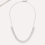 full view of rhodium plated Sterling silver lace-trimmed necklace
