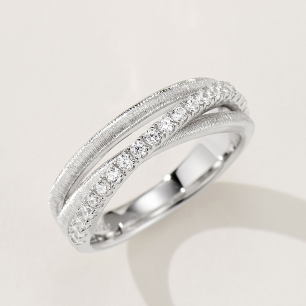 Crosshatch Brushed | Silver Ring