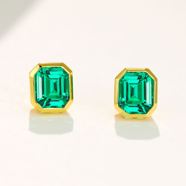 1.3ct Lab-grown Emerald | Silver Earrings