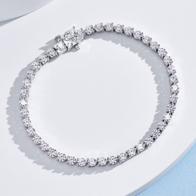 3 Claw Diamond | Silver Bracelet