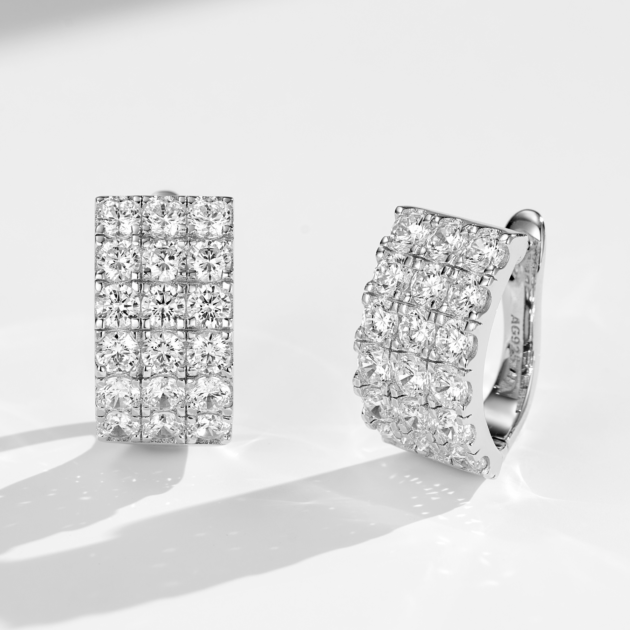 Sparkling Round Diamond | Silver Earrings