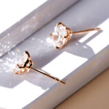 back view close up of Elegant Oval-Cut Rose Gold-plated Stud Earrings