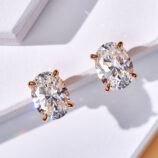 top view close up of Elegant Oval-Cut Rose Gold-plated Stud Earrings