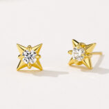 side view close of Star-Shaped Sterling Silver Stud Earrings