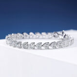 front view close up of Romantic Heart-Cut Sterling Silver Bracelet