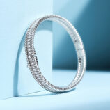 clasp close up of Double-Row Round-Cut Tennis-Style Sterling Silver Bracelet