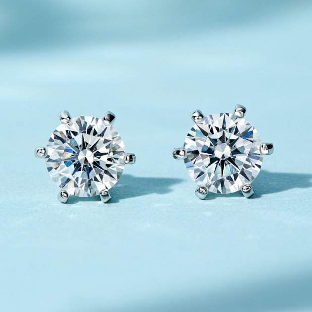 1.5ct 6 Claw Diamond | Silver Earrings