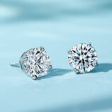 side view of Four-Prong Sterling Silver Stud Earrings