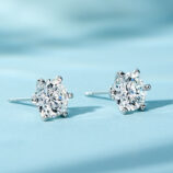 prong details of Classic Six-Prong Sterling Silver Stud Earrings