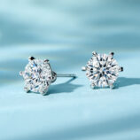 side view of Classic Six-Prong Sterling Silver Stud Earrings