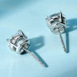 back side close up of Four-Prong Sterling Silver Stud Earrings