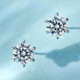 top view close up of Classic Six-Prong Sterling Silver Stud Earrings