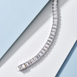 clasp details of Classic Emerald-Cut Tennis-Style Sterling Silver Bracelet