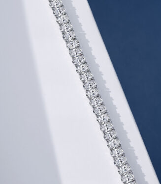 Top view of Classic Oval-Cut Tennis Sterling Silver Bracelet