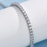 side view close up of Round-Cut Tennis-Style Sterling Silver Bracelet