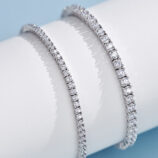 different size comparison of Round-Cut Tennis-Style Sterling Silver Bracelet:large size vs. small size