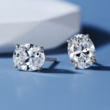 side view close-up of Classic Four-Prong Sterling Silver Stud Earrings