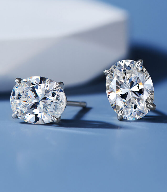 side view close-up of Classic Four-Prong Sterling Silver Stud Earrings