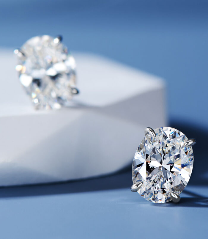 main stone details of Classic Four-Prong Sterling Silver Stud Earrings