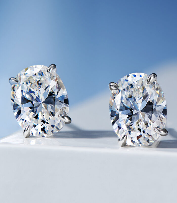 front view close-up of Classic Four-Prong Sterling Silver Stud Earrings