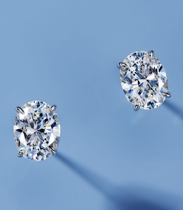 top view close-up of Classic Four-Prong Sterling Silver Stud Earrings