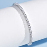 side view close-up of Minimalist Mini Tennis Silver Bracelet