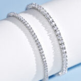 Minimalist Mini Tennis Silver Bracelet size comparison: large and small