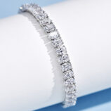 side view of Classic Oval-Cut Tennis Sterling Silver Bracelet