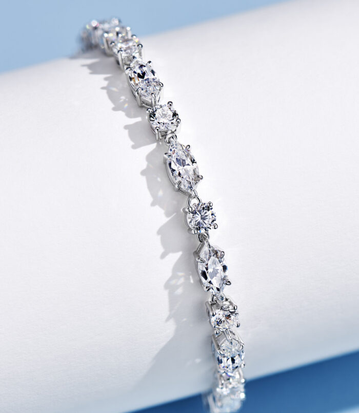 side view of spliced Multi-Cut Sterling Silver Bracelet