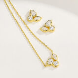 jewelry set of yellow gold plated Elegant Floral Sterling Silver Stud Earrings and necklace