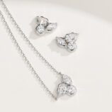 jewelry set of white gold plated Elegant Floral Sterling Silver Stud Earrings and necklace