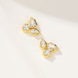 top view close up of yellow gold plated Elegant Floral Sterling Silver Stud Earrings