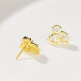 back side close up of Elegant Floral Sterling Silver Stud Earrings