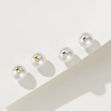 Elegant Pearl Stud Earrings color comparison: white gold color vs. yellow gold color