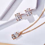 jewelry set of Elegant Oval-Cut Rose Gold-plated Stud Earrings and necklace