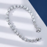 clasp close up details of Romantic Heart-Cut Sterling Silver Bracelet