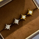 Star-Shaped Sterling Silver Stud Earrings color comparison: white gold color vs. yellow gold color