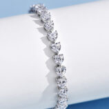 side view close up of Romantic Heart-Cut Sterling Silver Bracelet