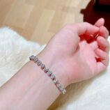 Romantic Heart-Cut Sterling Silver Bracelet on wrist