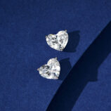 top view close up of Romantic Heart-Shaped Sterling Silver Stud Earrings