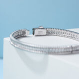 back view close-up of Beaded Edge Cuff Bracelet with Pavé zircon stone