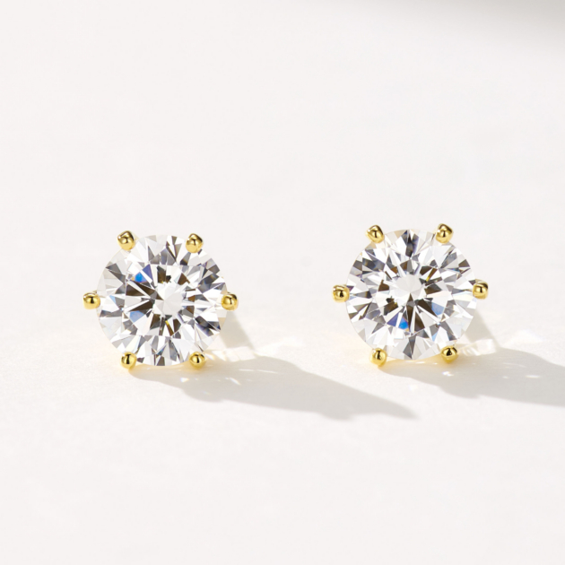 1ct 6 Claw Diamond | Silver Earrings