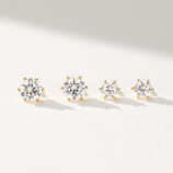 Classic six-prong Brilliant-Cut Sterling Silver Stud Earrings size comparison: large and small