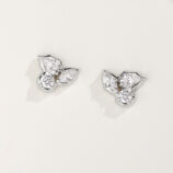 top view details of Elegant Floral Sterling Silver Stud Earrings