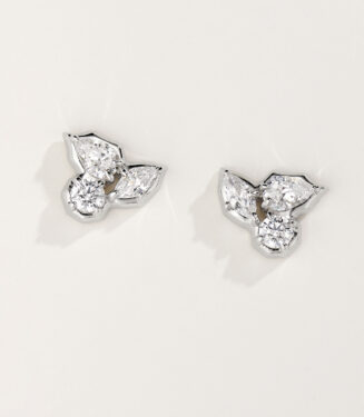 Elegant Floral Sterling Silver Stud Earrings top view details top view details of Elegant Floral Sterling Silver Stud Earrings