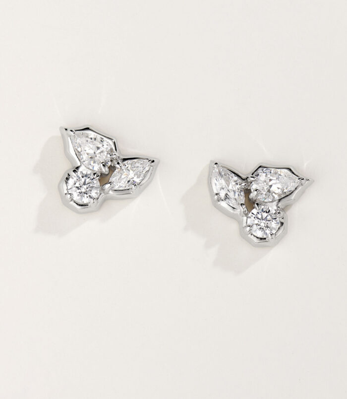 Elegant Floral Sterling Silver Stud Earrings top view details top view details of Elegant Floral Sterling Silver Stud Earrings