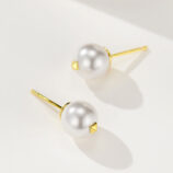 back view close-up of gold plated Elegant Pearl Stud Earrings