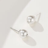 Rhodium plated Elegant Pearl Stud Earrings side view