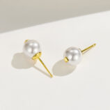 ear stud details of gold plated Elegant Pearl Stud Earrings