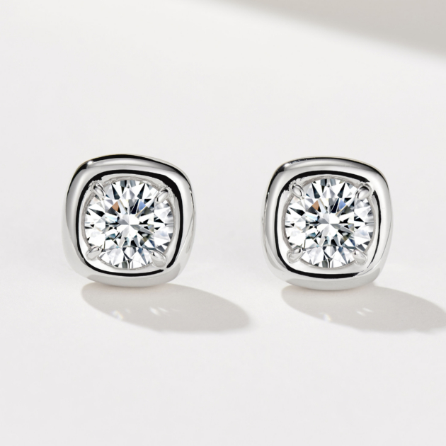 1ct Solitaire Diamond | Silver Earrings